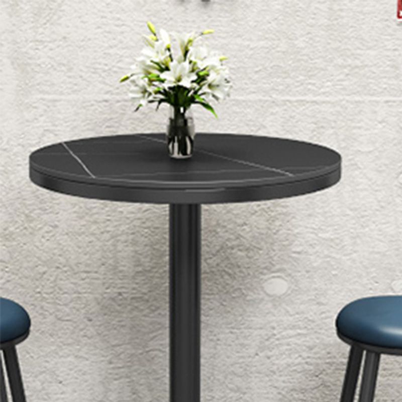 Black Bar Dining Table Sintered Stone Bar Height Cocktail Table with Metal Base