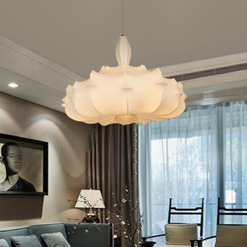 Onregelmatige gevormde zijden hanger lamp postmodern 1 bol witte ophanging licht voor woonkamer