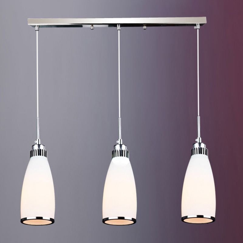 Glass Tapered Pendant Ceiling Light Minimalist Style Hanging Light Fixture in White