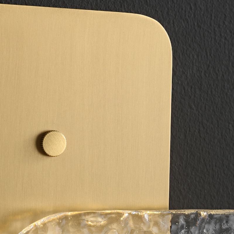 Modern Metal Wall Sconce Square Shape Wall Light with Glass Shade for Bedroom