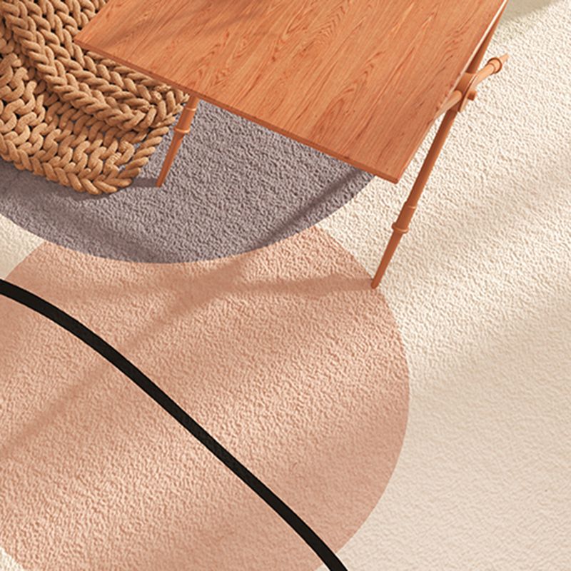 White Tone Nordic Rug Polyester Carpet Color Block Indoor Rug Non-Slip Backing for Living Room