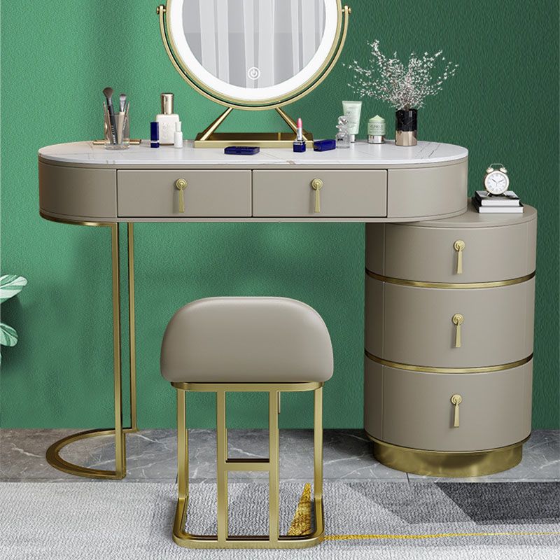 Contemporary Dressing Table Stool Set Slate Top Vanity Dressing Table