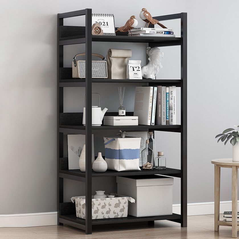 Open Metal Wooden Bookcase Modern Home Living Room Bookshelf
