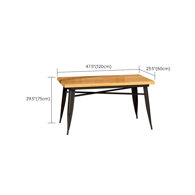 Rectangle Black Base Dining Table Industrial Wood Table for Bar