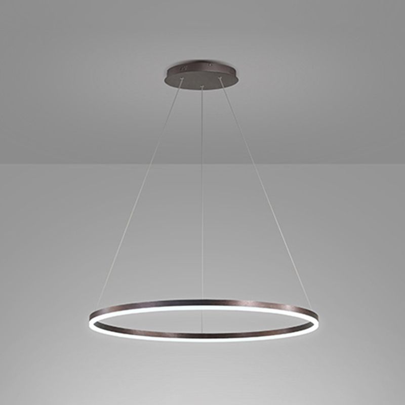 Modern Aluminum Ceiling Hung Fixture Brown Circle Down Lighting Pendant