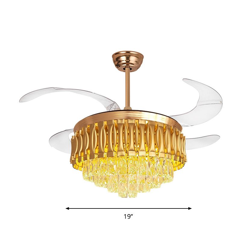 Semplice rettangolo a filo a filo a filo rettangolo di rettangolo a led lampada a vental a led in oro con 4 pale, 19 "w