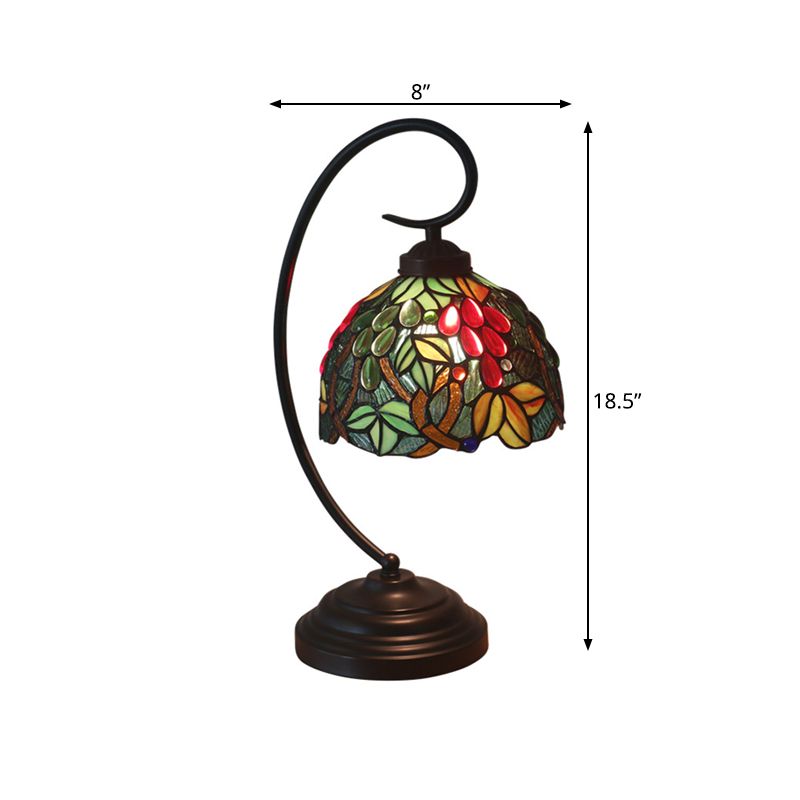 1 Head Nightstand Light Victorian Grape Hand Cut Glass Night Lamp in Dark Coffee for Bedroom