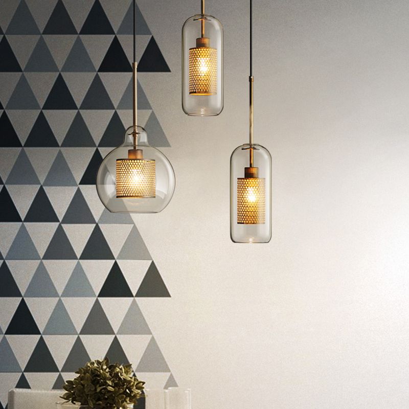 Industrial Glass Hanging Light Household Pendant Lighting for Living Room