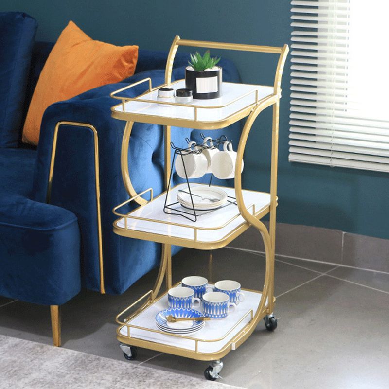 Modern Style Metal Rolling Prep Table Rectangular Prep Table with Open Storage