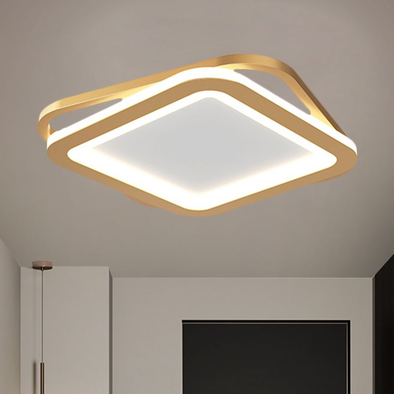 Einfache Rund-/quadratische Deckenbefestigung Metall LED Flur Flush Beleuchtung in Schwarz/Gold