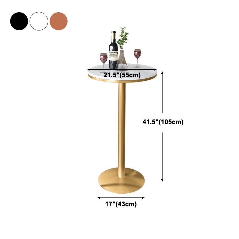 Glam Style Iron Bar Table Round Top Indoor Pedestal Bistro Table 23"W x 41"H