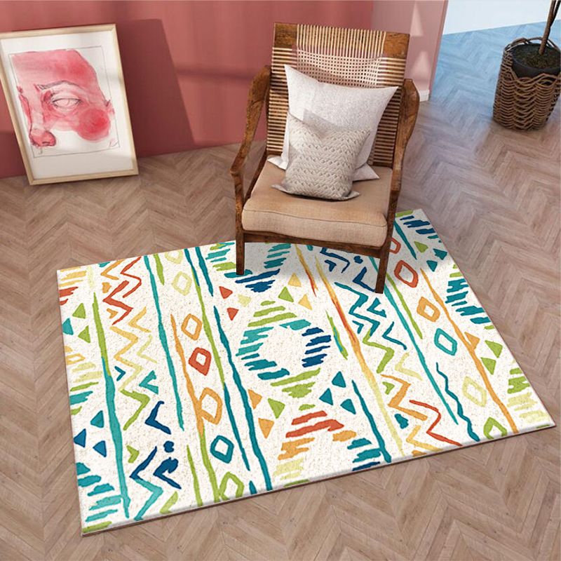 Beige Modern Rug Polyester Abstract Line Rug Washable Rug for Home Decor
