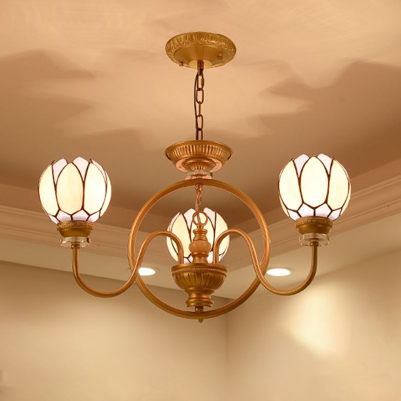 3/5 bulbi lampada da pranzo lampada lampada lampada a sospensione in oro con tonalità in vetro tagliato a mano