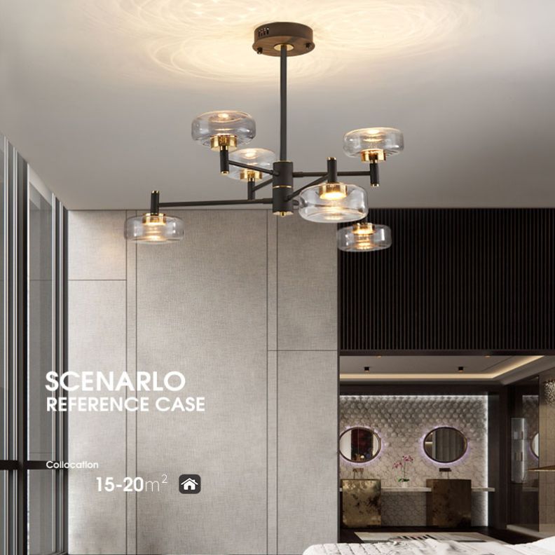 Modern Black Sputnik Chandelier Light Fixtures Aluminum Hanging Lamp for Living Room