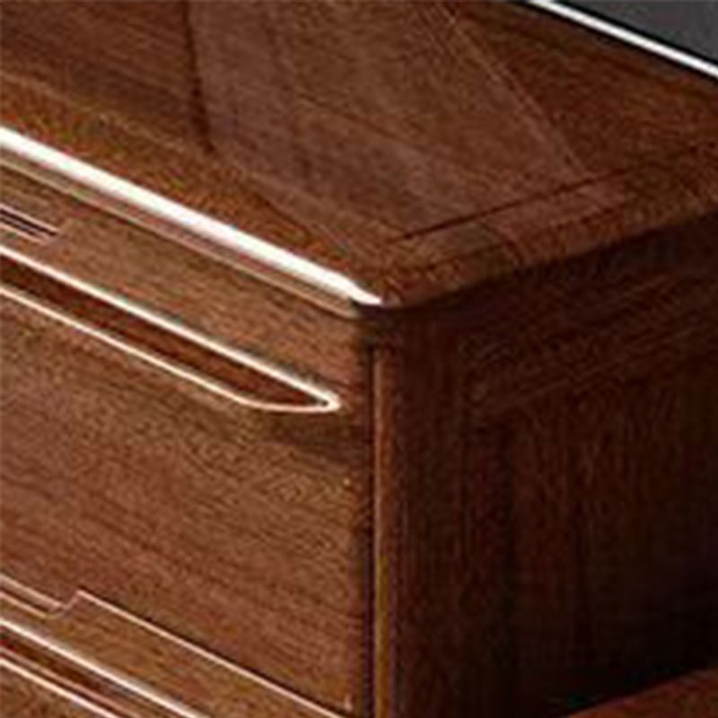 Contemporary Home Wooden Storage Chest Vertical Chest in Brown with Drawers