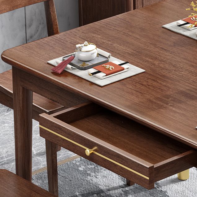 Luxe walnoottafel voor restaurant rechthoek houten eettafel met 4 poten