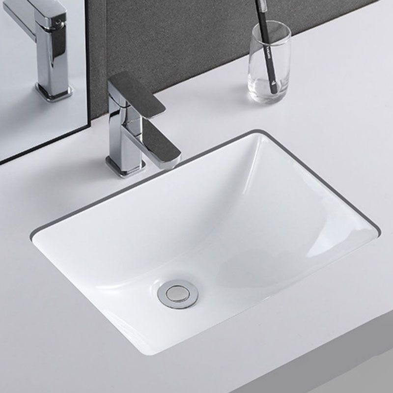 Modern Undermount Vanity Sink Porcelain Shut-Off Valve Included Bathroom Sink