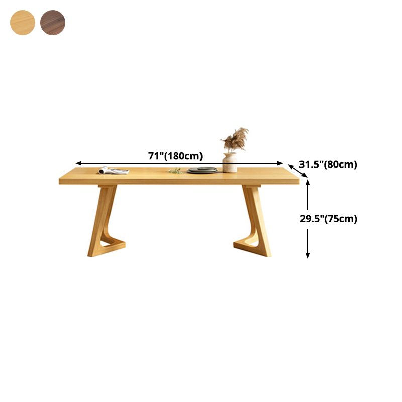 Mesa de comedor de madera sólida mesa rectangular de madera de pino con base de pedestal doble