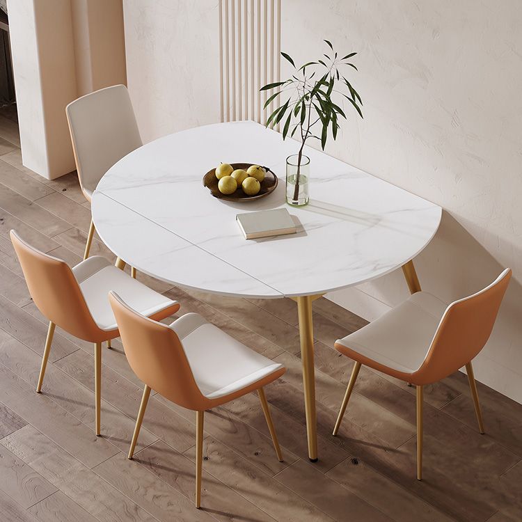 Modern Extendable Dining Table Stone Top Dining Table with 4 Legs