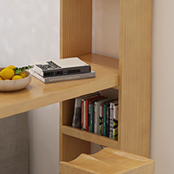 Modern Wooden Pub Table Rectangle Natural Bar Height Cocktail Table with Shelves