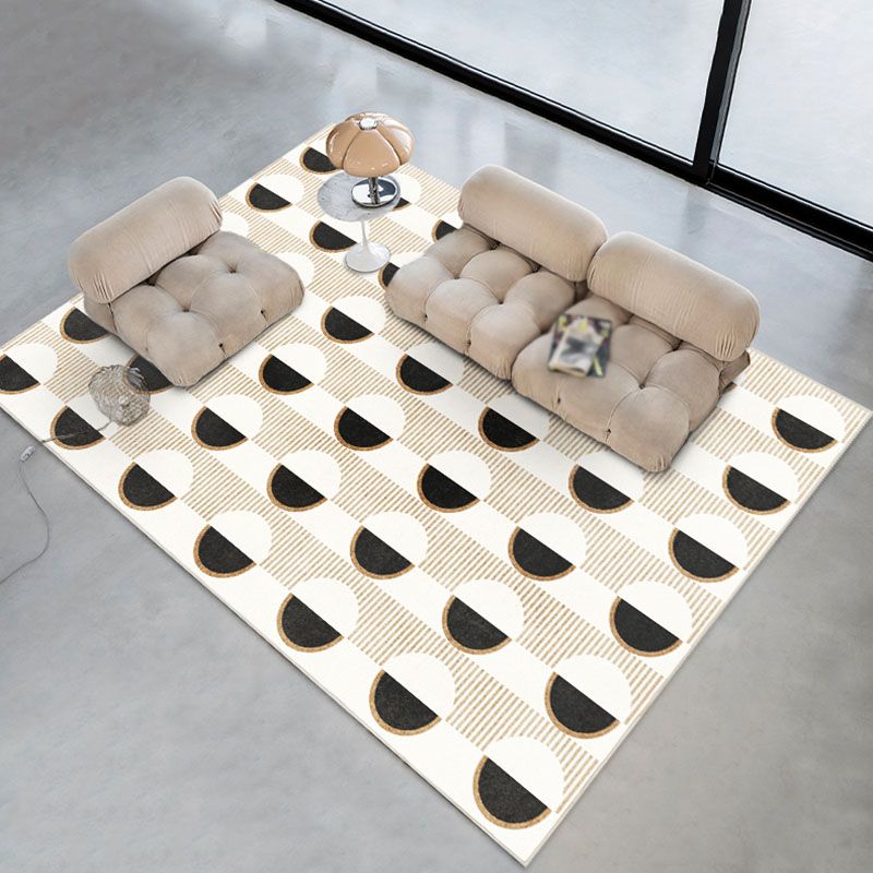 Green Plaid Pattern Area Carpet Modern Polyester Area Rug Non-Slip Backing Rug for Living Room