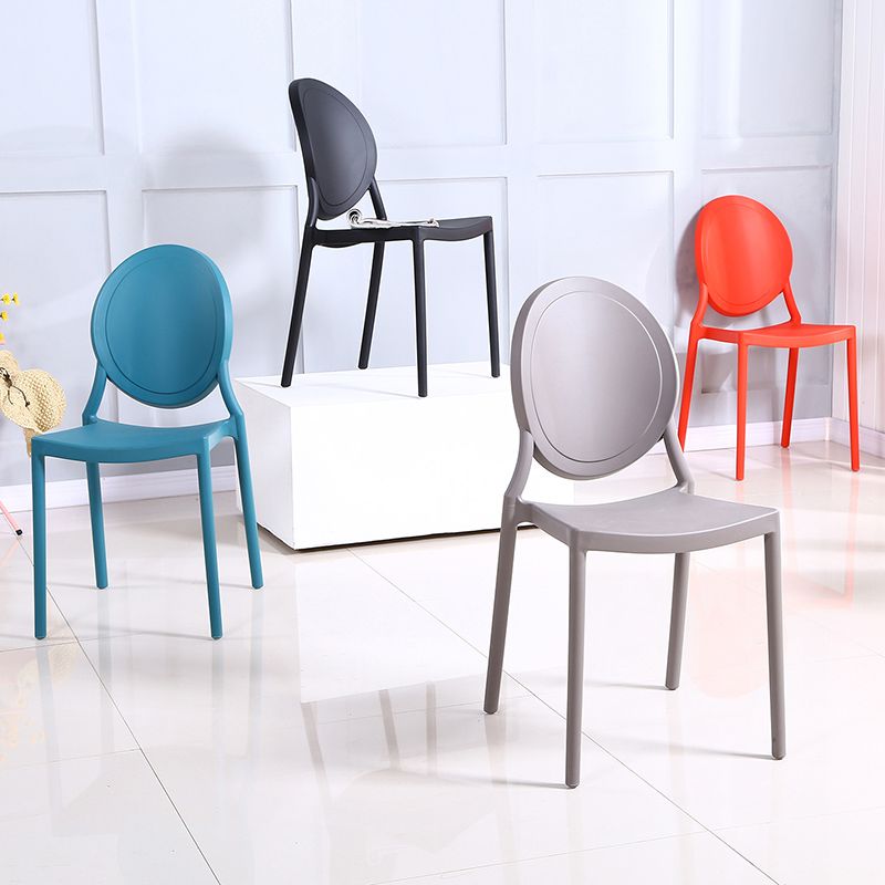 Contemporary Armless Plastic Dining Chairs Open Back Dining Side Chair for Home Use