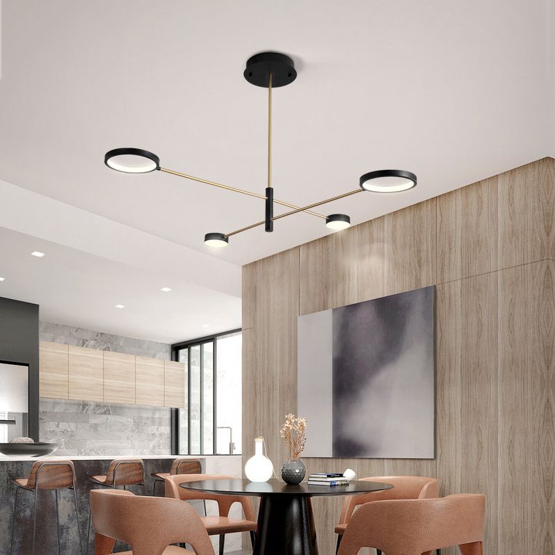 Circles Metal Hanging Ceiling Light Simplicity LED Black Chandelier Pendant Light