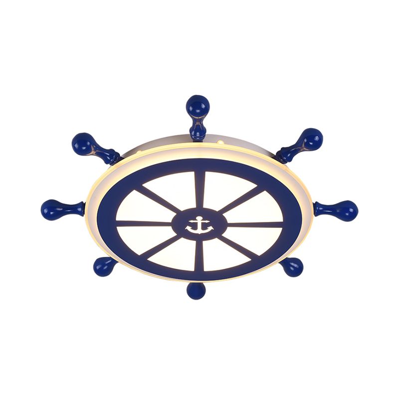 Acrylic Rudder Ceiling Lighting Kids 21.5"/25.5" Wide LED Blue Flush Mount Light in Warm/White Light