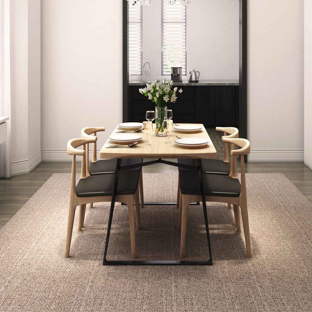 Rectangle Dining Table Pine Solid Wood Dining Table with Sled Base