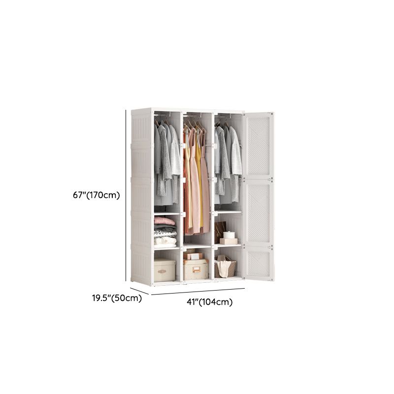 White Freestanding Plastic Wardrobe Foldable Wardrobe with Shelves