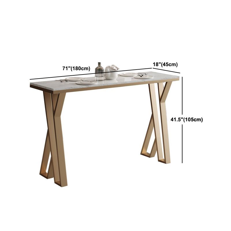 Modern Bistro Table with Double Pedestal White Marble Top Bar Table