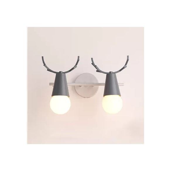 Sweet Cone Child Bedroom Wall Light Metal 1 Head Nordic Stylish Wall Lamp with Antlers