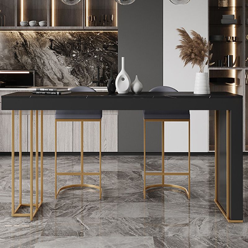 Glam Style Rectangle Bar Table 1/2/3 Pieces Stone Bar Table Set for Home Use