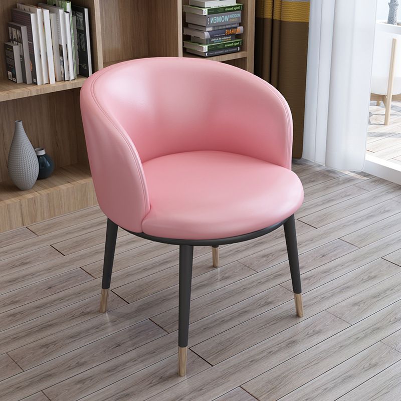 Faux Leather Contemporary Dining Chair with 4 Legs Matte Finish Solid Back Chair