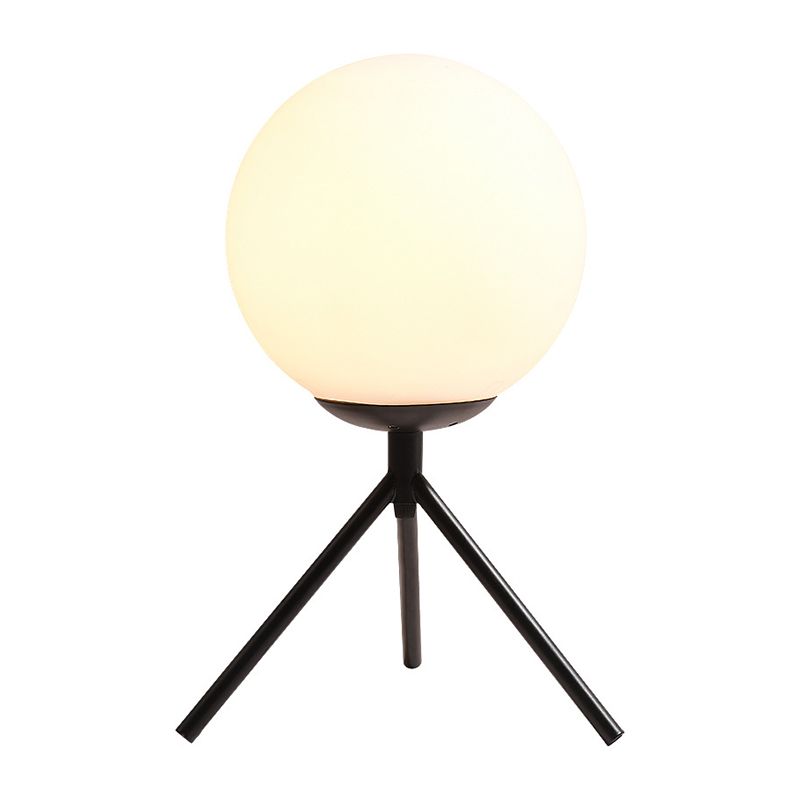 Eigentijdse 1 lamptafel Licht Zwarte bol Kleine desklamp met opaalglasschaduw