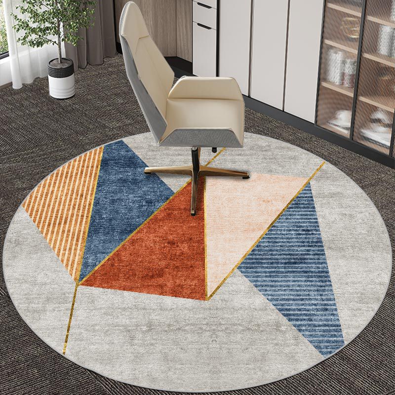 Orange Modern Carpet Polyester Geometric Carpet Washable Carpet for Living Room