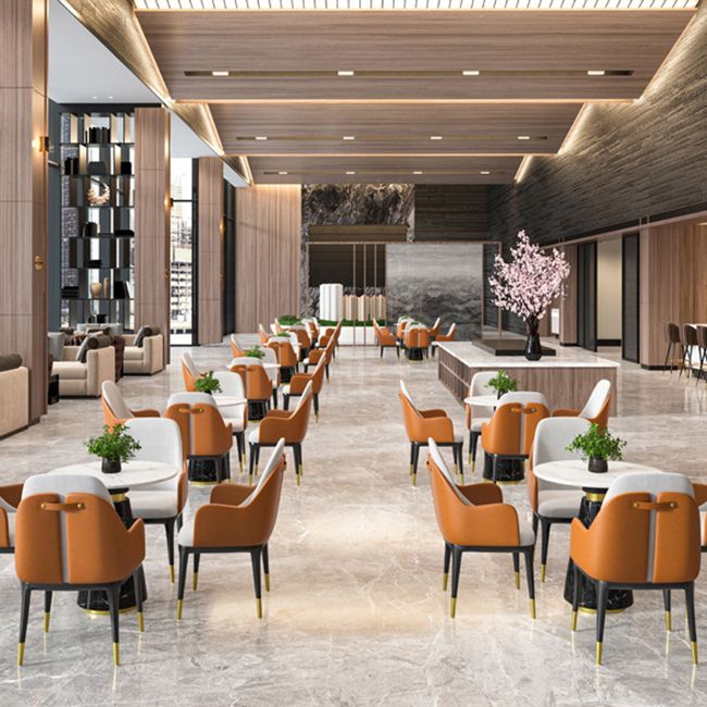 Glam Style Faux Marble Dining Set Round 1/4/5 Pieces Dining Set for Home Use