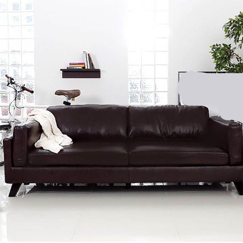 Faux Leather Sofa Modern 25.98" H Cushions Couch in Black/Brown