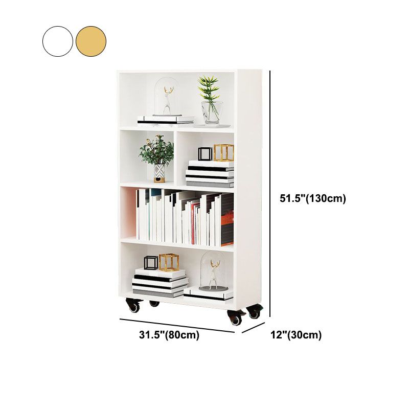 Contemporary Standard Bookcase Vertical Closed Back Bookshelf with Wheels