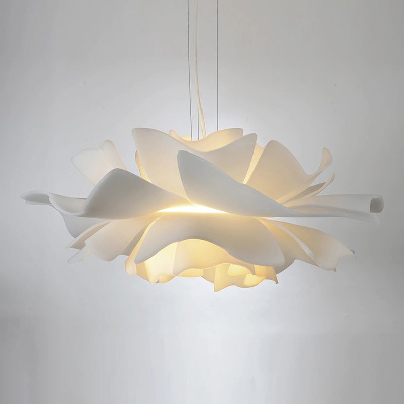 2-Light Pendant Lighting Modern Style White Lotus Shape Suspension Lighting
