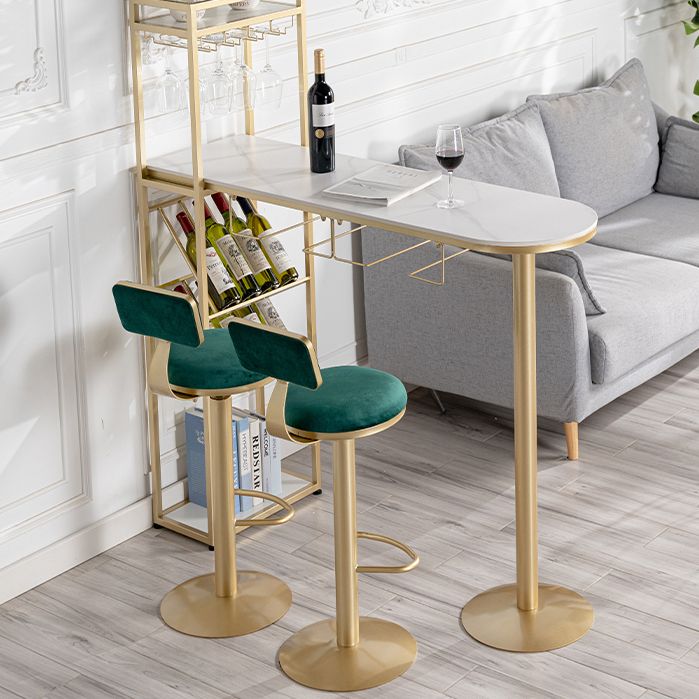 1/3 Piece Adjustable Height Bar Stool and Table Set Sintered Stone Matte Finish Bar Set