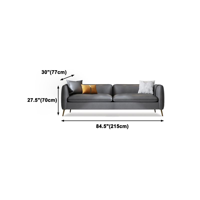 Glam Gray Standard Square Arm Living Room Leather Stain Resistant Sofa
