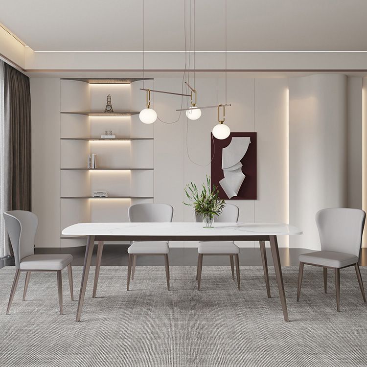 Glam Dining Table Sintered Stone Table with Metal Legs for Home Use