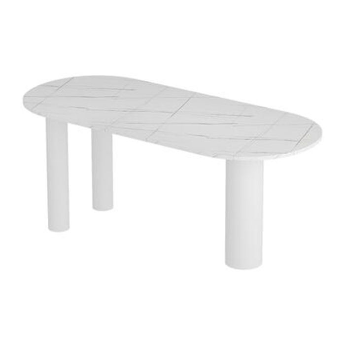 Mesa de comedor blanca contemporánea de metal mesa de piedra sinterizada para comedor