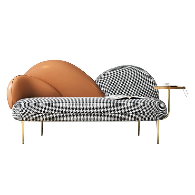 Contemporary Curved Sofa Moon Shape Sloped Arm Sofa with Storage Tray for Living Room