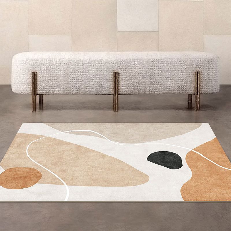 Brown Simple Rug Polyester Color Block Indoor Rug Stain Resistant Rug for Drawing Room