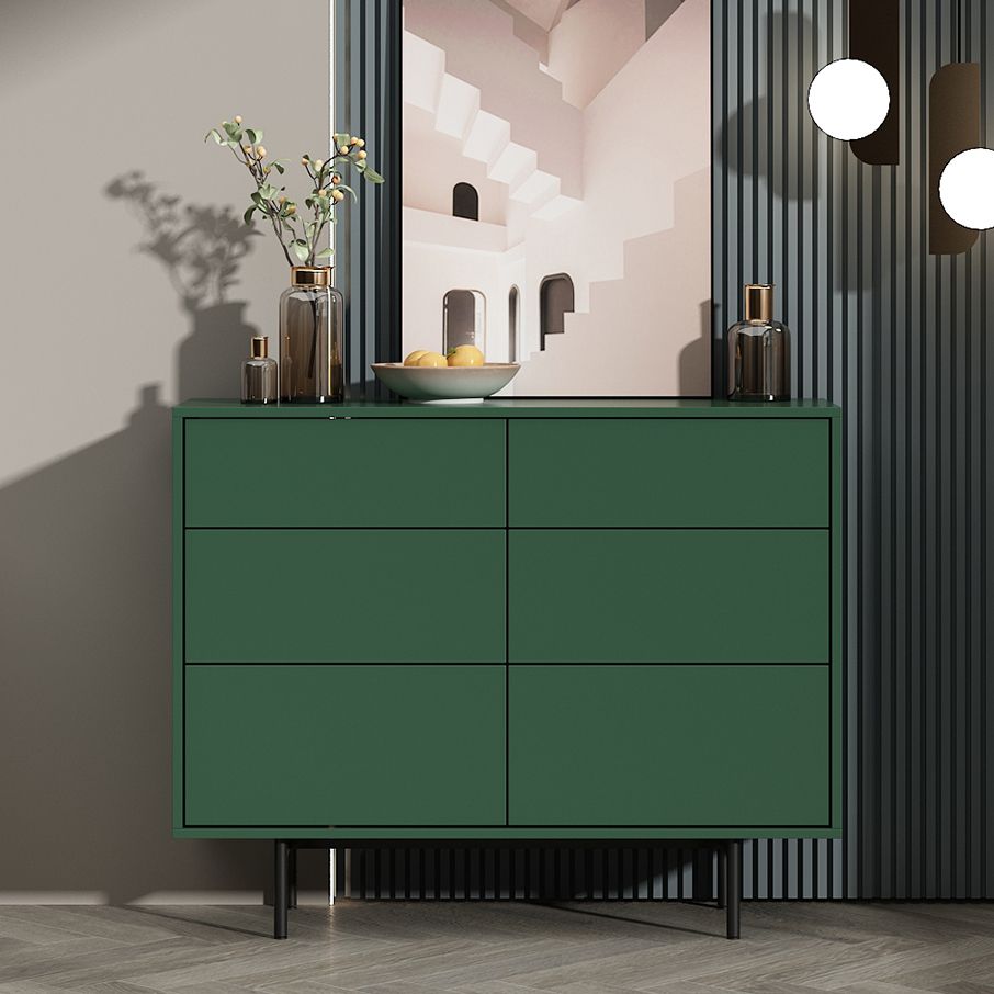 Modern Accent Chest with 6 Drawers and 4 Straight Black Legs