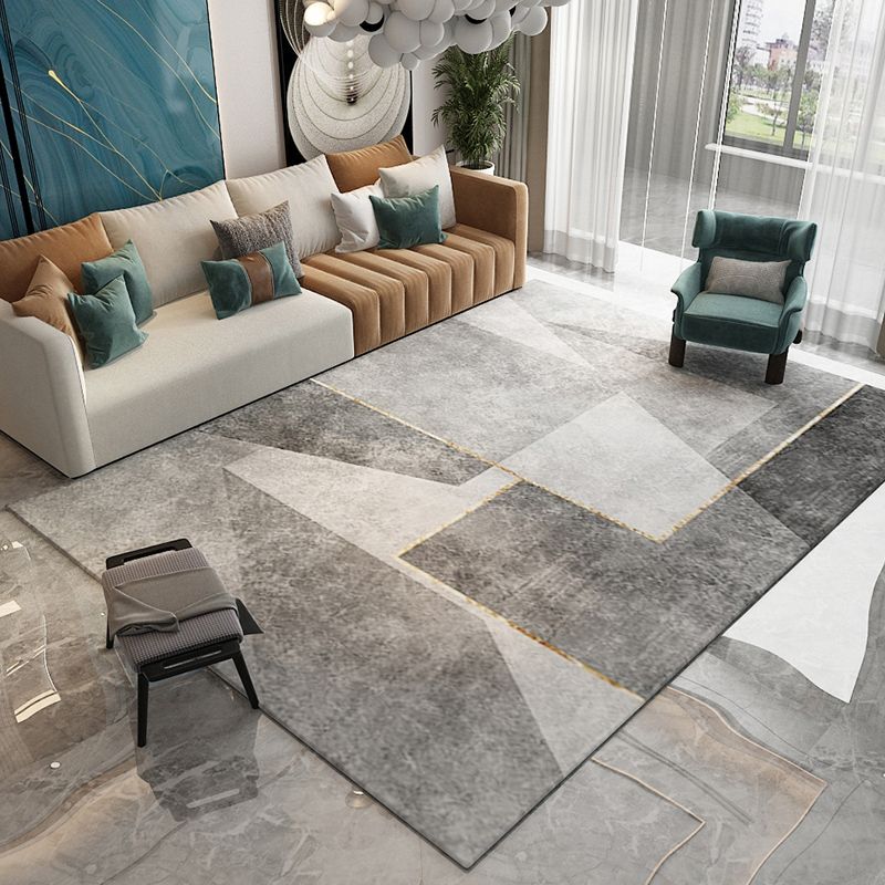 Moderne woonkamer tapijt grijs grijs polyester gebied tapijt geometrisch patroon vlekken resistent tapijt