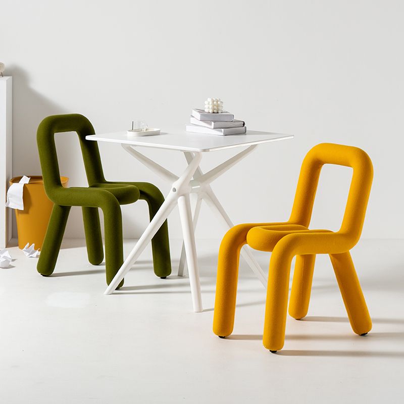 Chaises de salle à manger style contemporain Chaises d'appoint sans accoudoirs avec pieds en métal (Ensemble de 2)