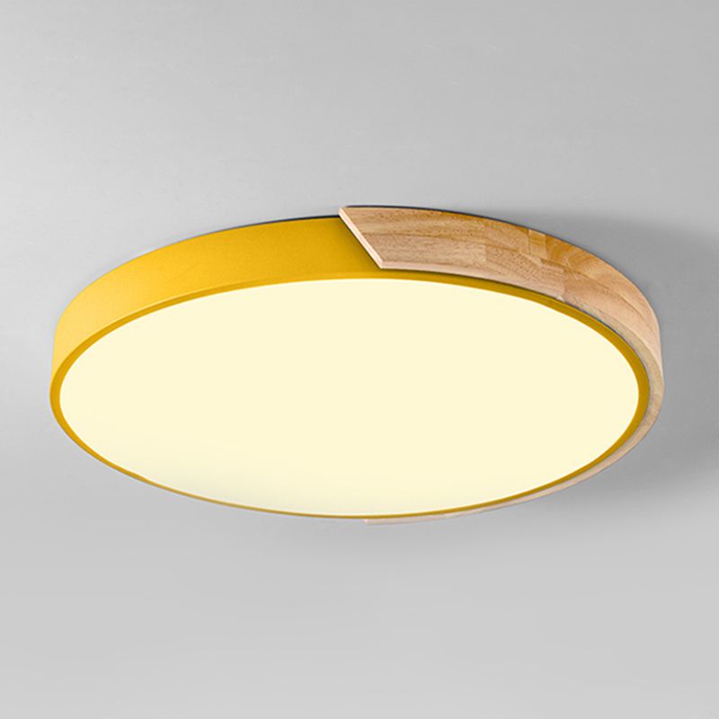 Plafonnier LED de forme ronde macaron fer moderne 1 lumière encastré pour chambre d'étude